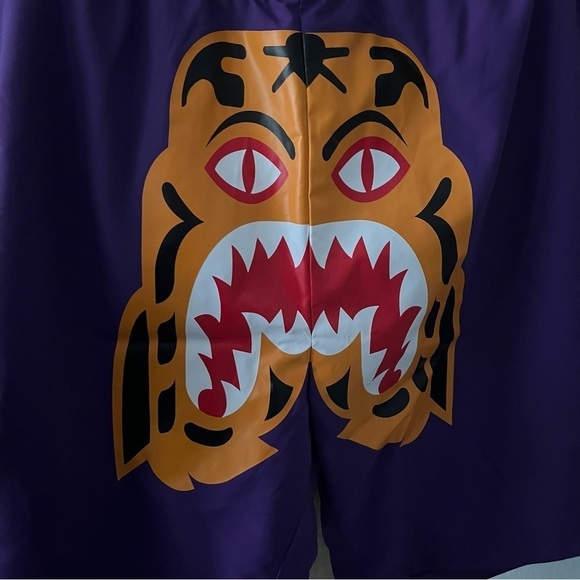 BAPE Purple Tiger SHORTS sz M Bathing Ape Japan Polyester Elastic Waist - Picture 3 of 12